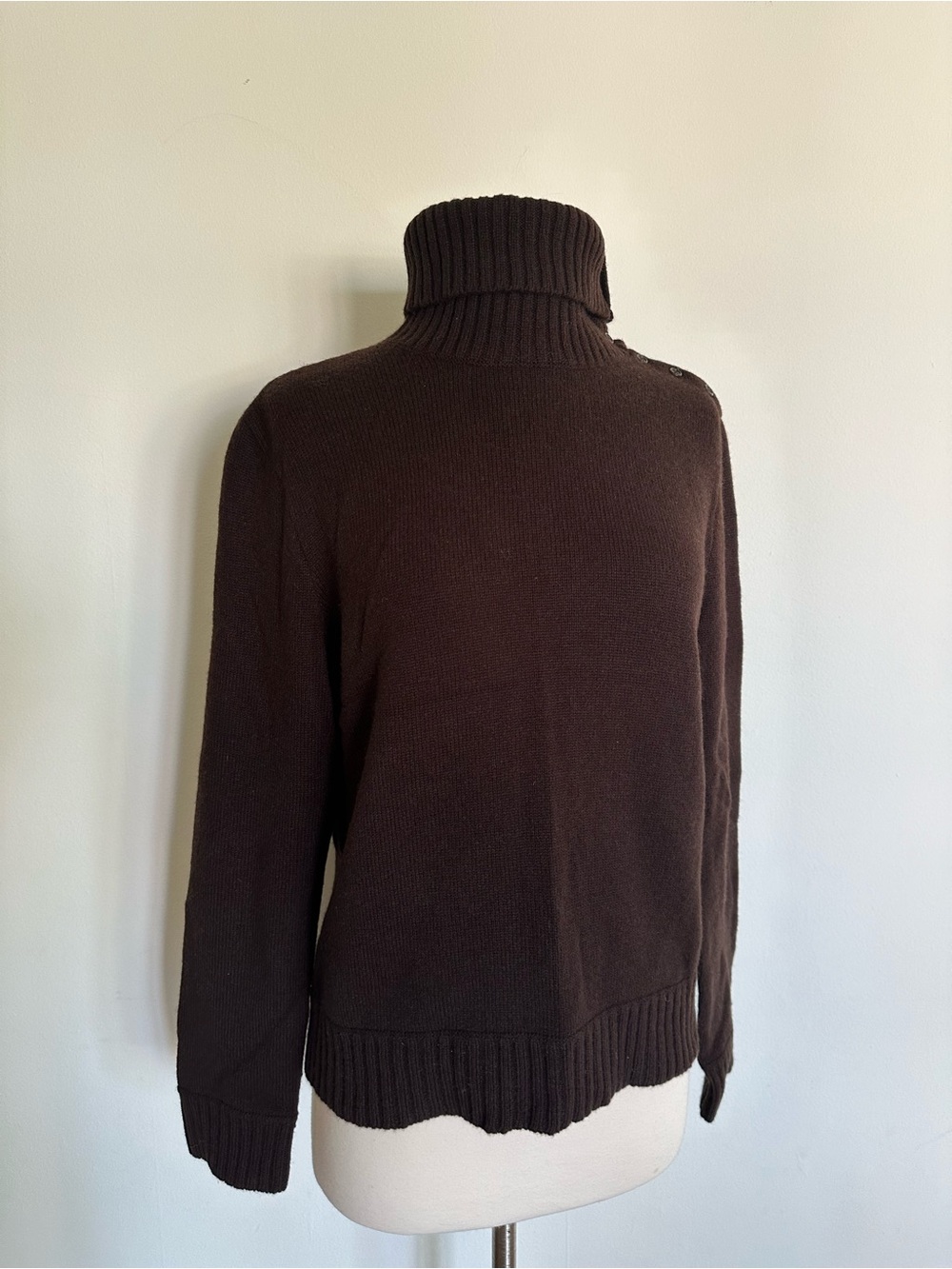 Lauren Ralph Lauren Wool + Cashmere Turtleneck Brown Sweater Sz L